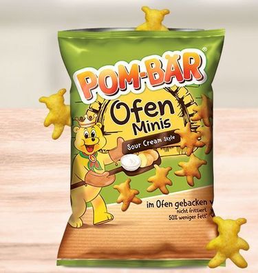 Pom-Bär Minis Sour Cream Würzung im Ofen gebacken 50% weniger Fett 80g