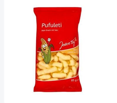 Pufuleti Mais Snack mit Salz, Flips Locken von Jeden Tag 85g - 3 Varianten/ Stück