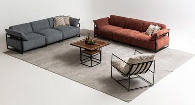 Luxuriöse Sofagarnitur 2x Viersitzer Designer Sessel Wohnzimmer Sofas