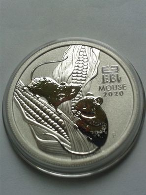 1/2$ 2020 Australien Maus 50 cents 2020 Australien Lunar Maus III 1/2 Unze Silber