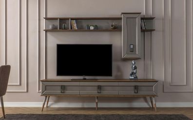 Moderne Braune Wohnzimmer Möbel Robustes Sideboard Designer Regal 2tlg