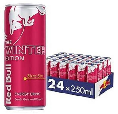 Red Bull Energy Drink Winter Edition Birne Zimt 1 Tray mit 24 Dosen