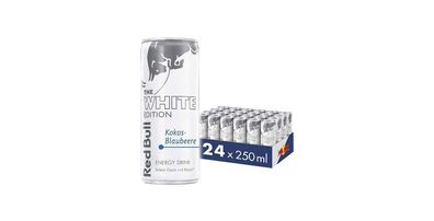 Red Bull Energy Drink, Kokos-Blaubeere, White Edition, 24 x 250 ml,