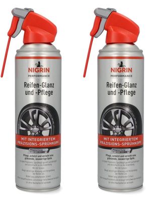 2x Set Nigrin ReifenPflege ReifenGlanz Spray Reiniger Schutz AutoReifen Gummi