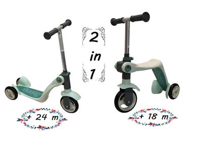 Smoby Toys Switch Roller für Kinder mit 3 Rädern - 2-in-1 Laufrad & Dreirad * A