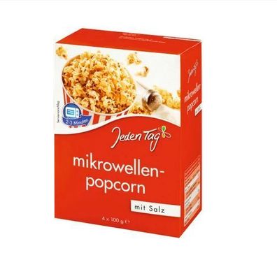 Mikrowellen Popcorn Salzig - 1 Packung je 4 x 100 Gramm mit Salz von Jeden Tag