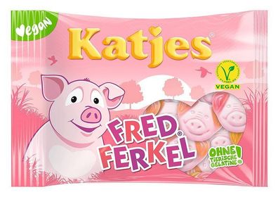 Katjes Fred Ferkel Schaumgummi Erdbeere 160g Vegan ohne Palmöl, weniger Zucker