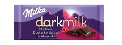 Milka darkmilk Himbeer dunkle Schokolade mit Himbeerstücke 85g 4 Varianten