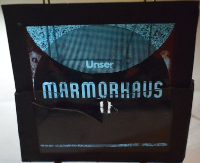 Kinowerbung Glasplatte Dia 8 x 8cm - Unser Marmorhaus II