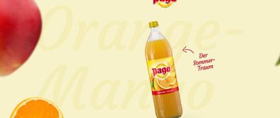 Limonade Pago Orange-Mango ca 43% aus Österreich- je 1 L Glasflasche-3 Varianten