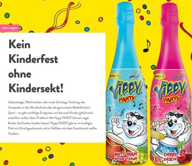 Kindersekt Yippy Party White Grape/ Weisse Traube und Cherry/ Kirsche von Rauch