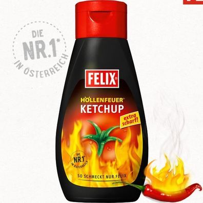 Ketchup Höllenfeuer von Felix laktose- und glutenfrei 450g - 3 Varianten/ Stückza