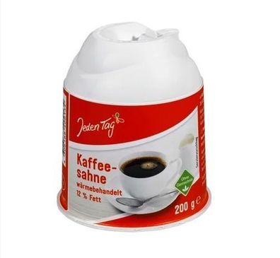 Kaffeesahne wärmebehandelt 12% Fett "Jeden Tag" 200g Glutenfrei - 3 Varianten