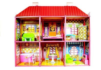 Puppenhaus Große Villa mit Möbeln Spielzeug fér Mädchen Set 128 Elemente Haus
