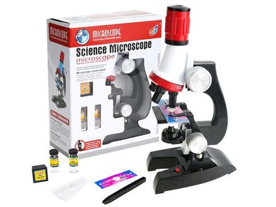 Mikroskop fér kleine Forscher Set Mikroskop Lichtspiegel Flaschen