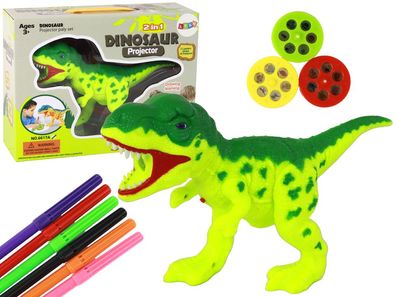 Zeichenprojektor DINO Dinosaurier 6 Filzstiften 18 Vorlagen orange grén Set