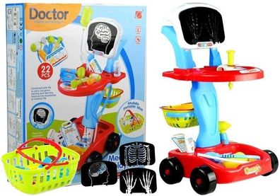 Doktorwagen fér Kinder umfangreiches Zubehör 22 Elemente Stethoskop Spielzeug