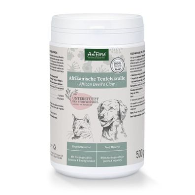 AniForte Teufelskralle Gelenk Aktiv Pulver 500 g für Hunde und Katzen Arthrose
