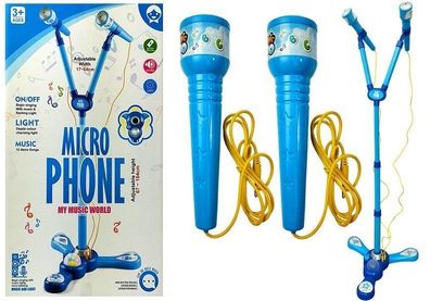 Mikrofon Karaoke Set Blau Stativ
