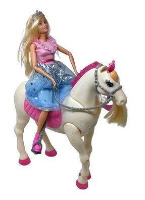 Barbie Pferd, Princess Adventure, inkl Puppe, interaktives Spielset mit Licht * A