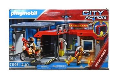 Playmobil City Action 71193 Mitnehm-Feuerwehrstation mit Feuerwehr-Motorrad