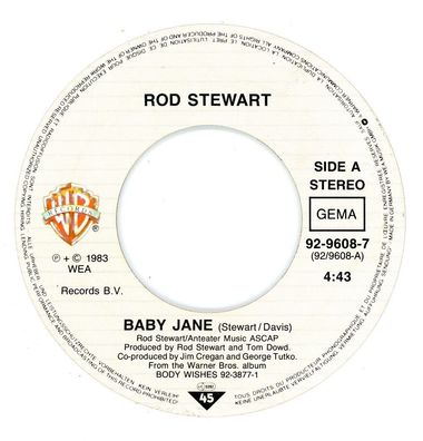 7" Ros Stewart - Baby Jane ( Ohne Cover )