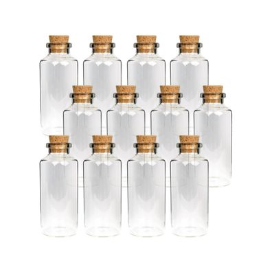 Fläschchen Glas mit Korken Set Miniflaschen 10 - 50ml Deko Gewürzbehälter Perlen