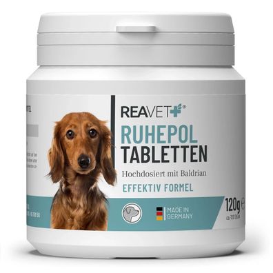 REAVET Ruhepol Anti-Stress Tabletten für Hunde 120 Stück – mit Baldrian