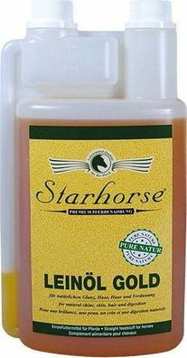 1L Starhorse Bio-Leinöl kaltgepresst, Pferde für Fell, Haut, Sommerekzem Juckreiz