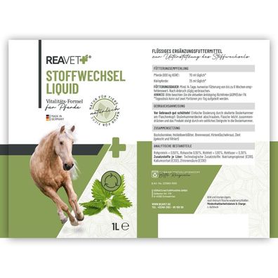 REAVET Stoffwechsel Liquid 1 Liter - Kräutersaft für Pferde