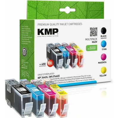 4 KMP H62V schwarz, cyan, magenta, gelb Tintenpatronen ersetzen HP 364XL (N9J74AE)