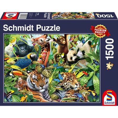 SSP Puzzle Kunterbunte Tierwelt 1500 57385 - Schmidt Spiele 57385 - (Spielwar...