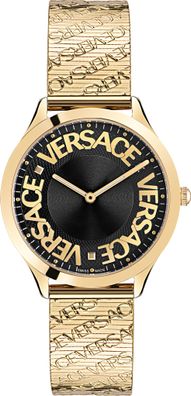 Versace VE2O00522 Logo Halo schwarz gold Edelstahl Damen Uhr NEU