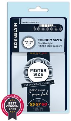 3er Packung Kondome Testpackung Mister Size incl Condom Sizer