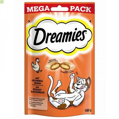 4 x Dreamies Cat Snack mit Huhn 180g Mega Pack