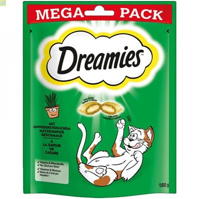 4 x Dreamies Cat Snack mit Katzenminze Geschmack 180g Mega Pack