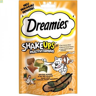 6 x Dreamies Cat Snack ShakeUps Multivitamin Geflügel 55g
