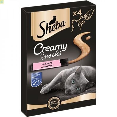 11 x Sheba Creamy Snacks mit Lachs 4x12g