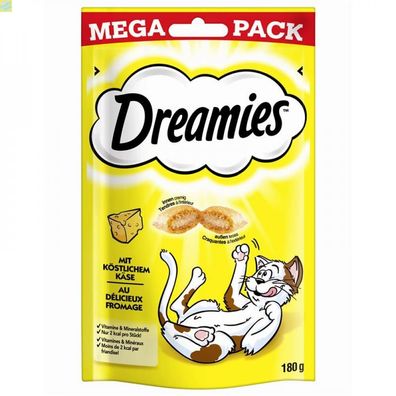 4 x Dreamies Cat Snack mit Käse 180g Mega Pack