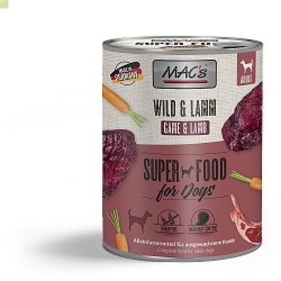 6 x MACs Dog Wild &amp; Lamm 800g