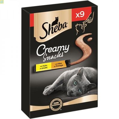 7 x Sheba Snack Creamy mit Huhn &amp; Käse 9x12g