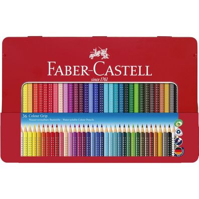 Faber-Castell Buntstifte Colour Grip 36-farbig sortiert 7 x 175mm Metalletui