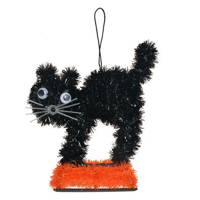 Clayre & Eef Halloween-Dekoration Katze 13x5x14 cm Schwarz Kunststoff