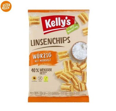 Kelly´s Chips Knabbergebäck würzige Linsenchips Meersalz Vegan Glutenfrei 90g