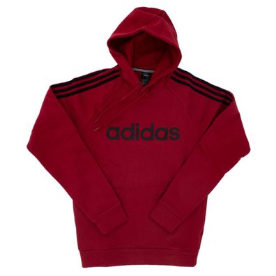Adidas 3 Stripes Linear Herren Kapuzenpullover Sweatshirt Rot ED6932