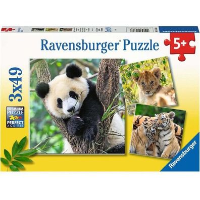 Kinderpuzzle Panda, Tiger und Löwe (3x 49 Teile) - Ravensburger 05666 - (Spielware...