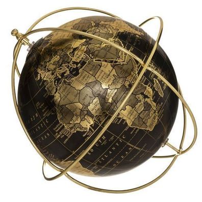 Globus schwarz 24cm Weltkugel Dekoration Weltkarte Dekorativ Erde Loft schwarz Deko