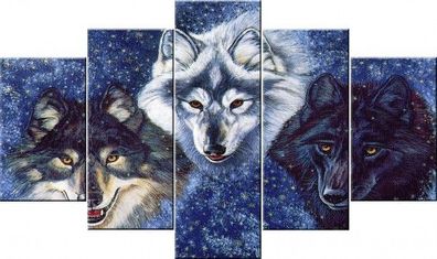 Diamond Painting 5 teilig Wolf Wölfe Diamant Malerei basteln groß