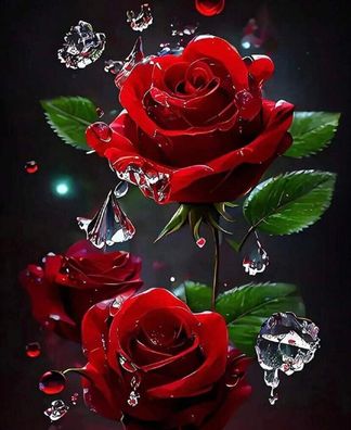 Diamond Painting Rose Blume Blüte Diamant Malerei basteln Stickpackung 30 x 40