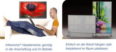 Infrarot Heizelement - Made in Germany - Sicherheitsglas weiss 60 x 40 cm